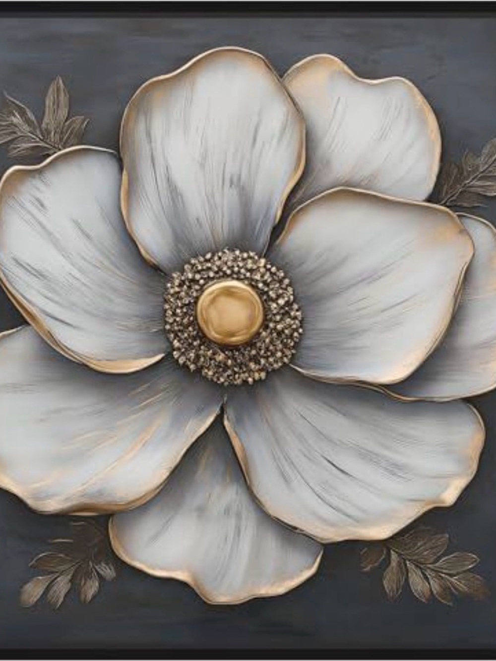Art Remedy Sculpted Sepals II Canvas Elegant Floral Art, Black Frame, 24 x 24